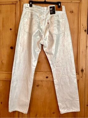 Levi’s Women’s 501 90’s Mid Rise Straight Leg Cotton Gold Foil Jeans Sz 31 x 30